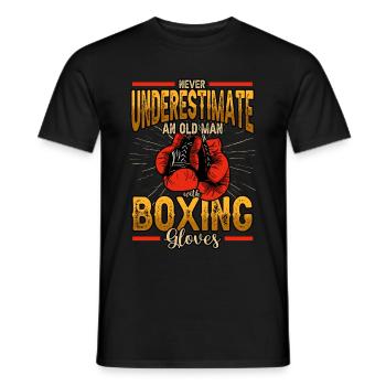 Never Underestimate An Old Man With Boxing Gloves - Männer T-Shirt - Schwarz - Vorne - AI Model Male 178 light (178cm)