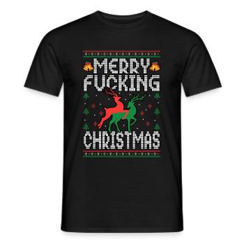 Noël Joyeux Putain de Noël Raindeer Pull moche - T-shirt homme - noir - Devant - AI Model Male 178 light (178cm)