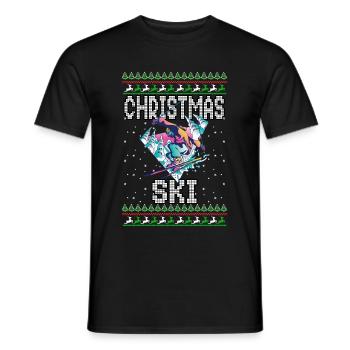 Funny Christmas Ski Lover Xmas Ugly Sweater Skiing - Men's T-Shirt - black - Front - AI Model Male 178 light (178cm)