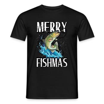 Drôle Merry Fishmas Pêche Pêcheur Pêcheur - T-shirt homme - noir - Devant - AI Model Male 178 light (178cm)