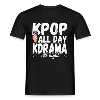 Drôle K-pop Toute la journée K-drame All Night Idols Bias - T-shirt homme - noir - Devant - AI Model Male 178 light (178cm)