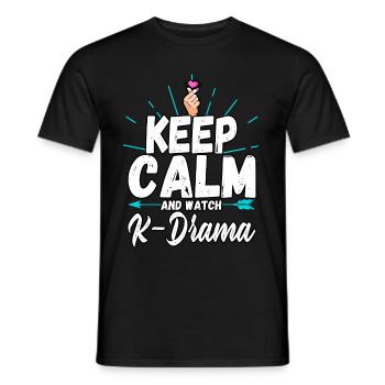 Funny Keep Calm And Watch K-drama Finger Heart - Männer T-Shirt - Schwarz - Vorne - AI Model Male 178 light (178cm)
