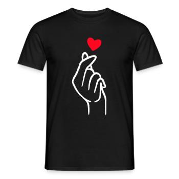 Kpop Finger Heart K-drama Korean Drama - Men's T-Shirt - black - Front - AI Model Male 178 light (178cm)