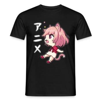 Anime Otaku Weeb Anime Japanese - Men's T-Shirt - black - Front - AI Model Male 178 light (178cm)