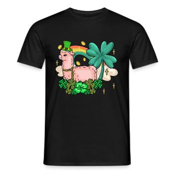 Irish Llama Alapca St. Patrick’s Shamrock - T-shirt homme - noir - Devant - AI Model Male 178 light (178cm)