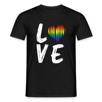 Love Rainbow Heart LGBT Pride Month Gay Bi Trans - Men's T-Shirt - black - Front - AI Model Male 178 light (178cm)