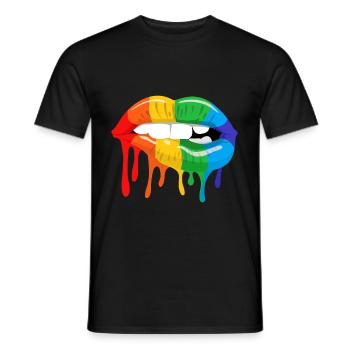 Rainbow Lip Bite LGBT Pride Month Gay Bi Trans - Men's T-Shirt - black - Front - AI Model Male 178 light (178cm)