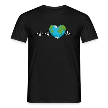 Earth Heartbeat Earth Day Anniversary Save Planet - Männer T-Shirt - Schwarz - Vorne - AI Model Male 178 light (178cm)