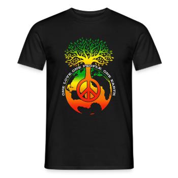 One Love One People One Earth Day Anniversary - Men's T-Shirt - black - Front - AI Model Male 178 light (178cm)