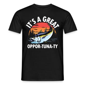 It’s a Great Oppor-tuna-ty für eine Anglerin - Männer T-Shirt - Schwarz - Vorne - AI Model Male 178 light (178cm)