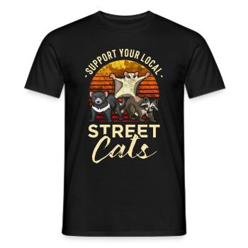Waschbär Opossum Support your local street cats - Männer T-Shirt - Schwarz - Vorne - AI Model Male 178 light (178cm)