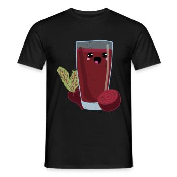 Beetroot juice with kawaii illustration - Men's T-Shirt - black - Front - AI Model Male 178 light (178cm)