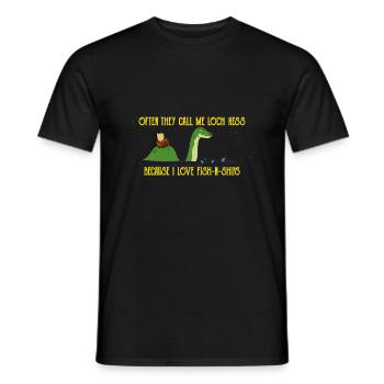 Loch Ness Monster Fish And Chips - Männer T-Shirt - Schwarz - Vorne - AI Model Male 178 light (178cm)