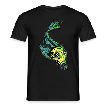 Fish in gas mask Pollution in the sea - Men's T-Shirt - black - Front - AI Model Male 178 light (178cm)