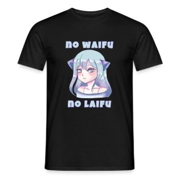 No Waifu No Laifu - Kawaii Anime Neko Girl - T-shirt homme - noir - Devant - AI Model Male 178 light (178cm)