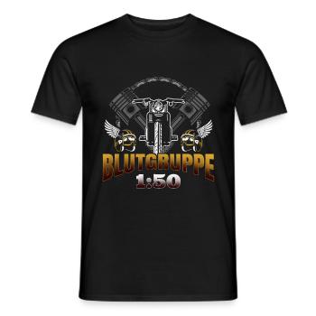 Blutgruppe 1 50 - Ostmoped - Zweitakter - Männer T-Shirt - Schwarz - Vorne - AI Model Male 178 light (178cm)