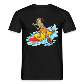 Conception de SUP pour les pagayeurs debout et les propriétaires de chiens - T-shirt homme - noir - Devant - AI Model Male 178 light (178cm)