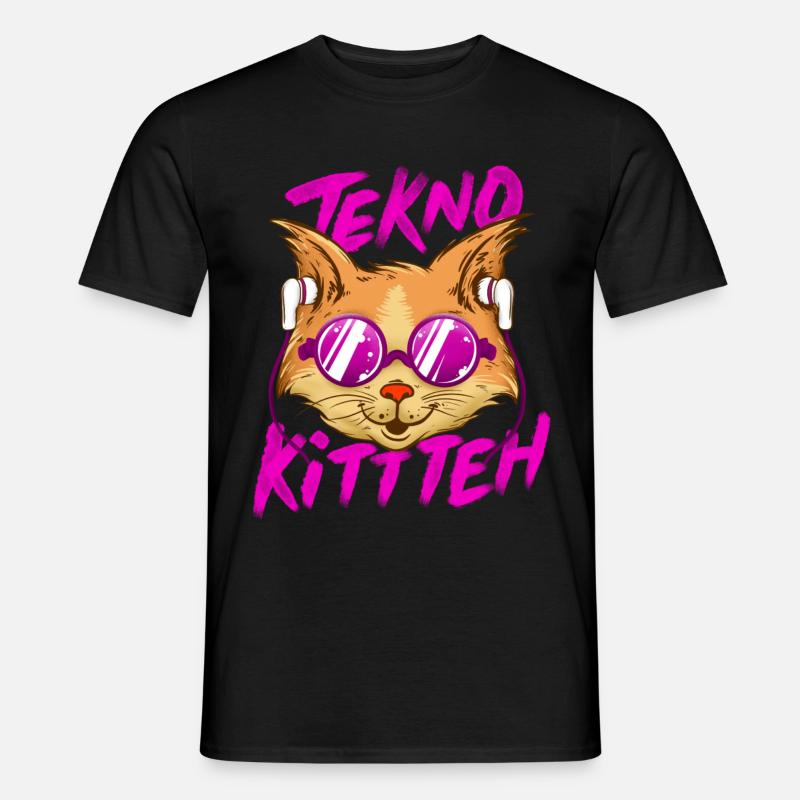 Tekno Underground Raver Techno Katze - Männer T-Shirt - Schwarz