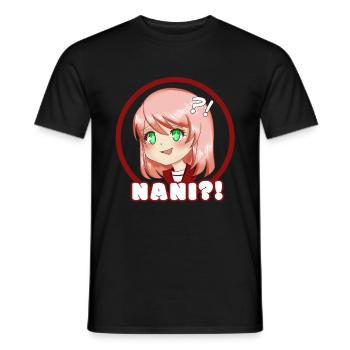 Anime fille disant nani - T-shirt homme - noir - Devant - AI Model Male 178 light (178cm)