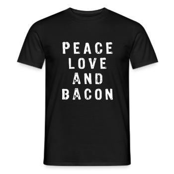 Peace Love and Bacon / Speck - Männer T-Shirt - Schwarz - Vorne - AI Model Male 178 light (178cm)
