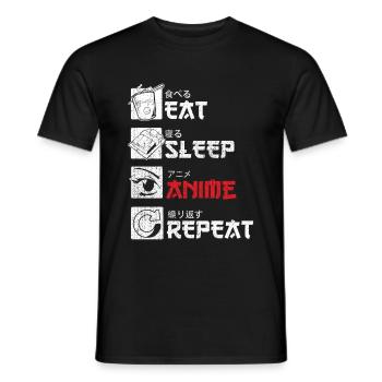 Eat Sleep Anime Repeat Gift - Men's T-Shirt - black - Front - AI Model Male 178 light (178cm)