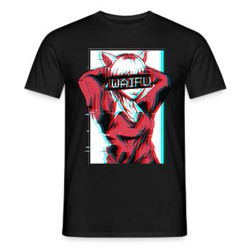 Waifu Neko Anime Cat Girl Vaporwave Cadeau - T-shirt homme - noir - Devant - AI Model Male 178 light (178cm)