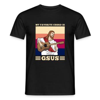 My favorite Chord is Gsus Jesus Gitarre Geschenk - Männer T-Shirt - Schwarz - Vorne - AI Model Male 178 light (178cm)
