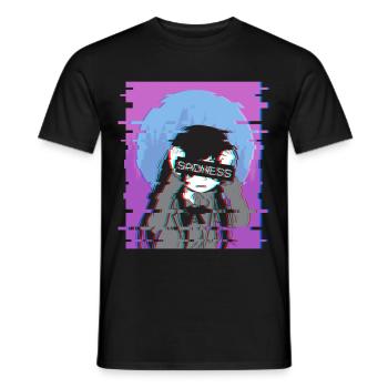 Sad Anime Girl - Japanese Otaku Vaporwave Geschenk - Männer T-Shirt - Schwarz - Vorne - AI Model Male 178 light (178cm)