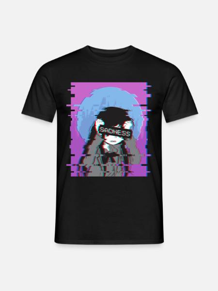 Triest Anime Girl - Japanse Otaku Vaporwave Gift - Heren T-shirt - zwart