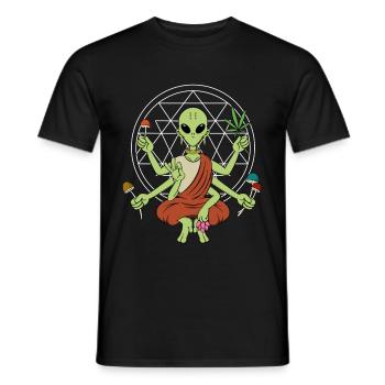 Géométrie Champignons Aliens Méditation Psychédélique - T-shirt homme - noir - Devant - AI Model Male 178 light (178cm)