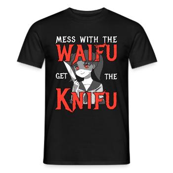 Yandere Anime Girl Waifu Japanese Aesthetic Gift - Men's T-Shirt - black - Front - AI Model Male 178 light (178cm)