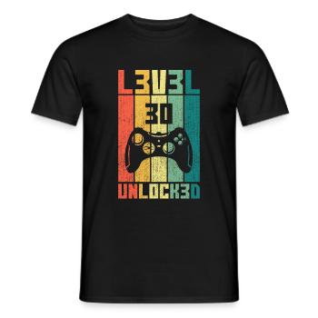 Niveau 30 Unlocked Joueur cadeau 30 anniversaire - T-shirt homme - noir - Devant - AI Model Male 178 light (178cm)