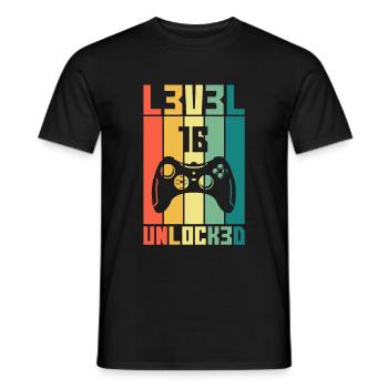 Niveau 16 Unlocked Joueur cadeau 16 anniversaire - T-shirt homme - noir - Devant - AI Model Male 178 light (178cm)