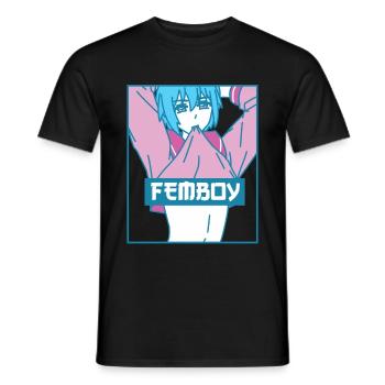 Femboy Aesthetic Pastel Yaoi Anime Boy Geschenk - Männer T-Shirt - Schwarz - Vorne - AI Model Male 178 light (178cm)
