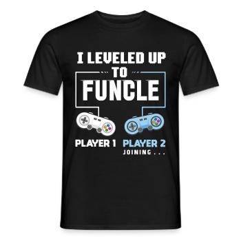 I Level Up To Funcle Funny Uncle Gaming Gift - Men's T-Shirt - black - Front - AI Model Male 178 light (178cm)
