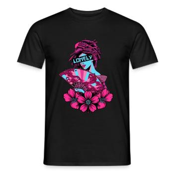Geisha Lonely Soft Grunge Vaporwave Geschenk - Männer T-Shirt - Schwarz - Vorne - AI Model Male 178 light (178cm)