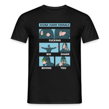 Diving Hand Sign Diver - Men's T-Shirt - black - Front - AI Model Male 178 light (178cm)
