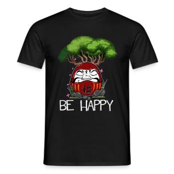 Japanese Daruma Doll Yoga Meditation Art Be Happy - Männer T-Shirt - Schwarz - Vorne - AI Model Male 178 light (178cm)