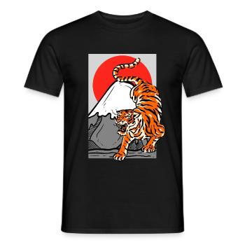 Tiger Aesthetic Japan Mt. Fuji Fujiyama Red Sun - Männer T-Shirt - Schwarz - Vorne - AI Model Male 178 light (178cm)