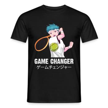 Tennis Anime Boy Husbando Game Changer Kanji Weeb - T-shirt homme - noir - Devant - AI Model Male 178 light (178cm)