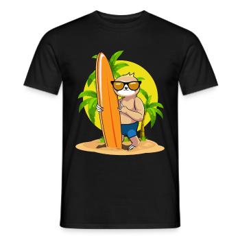 Surfing Sloth Kawaii Beach Surfer Aesthetic Surf - Men's T-Shirt - black - Front - AI Model Male 178 light (178cm)