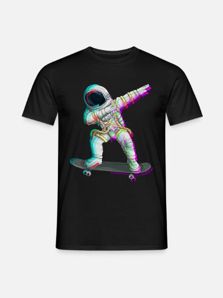 Skateboarding Dabbing Astronaut Skater Vaporwave - Männer T-Shirt - Schwarz