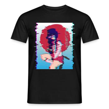 Sad Girl Waifu Anime Girl Japanese Vaporwave Otaku - T-shirt homme - noir - Devant - AI Model Male 178 light (178cm)