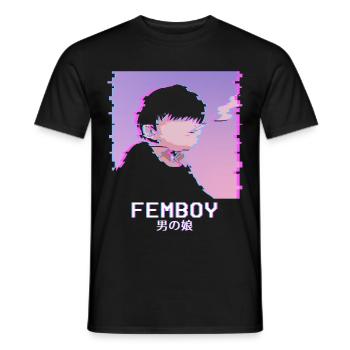 Japanisch Emo Femboy Vaporwave LGBTQ Schwul Queer - Männer T-Shirt - Schwarz - Vorne - AI Model Male 178 light (178cm)