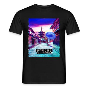 Vaporwave Japanese Streetwear Tokyo Temple Lofi - T-shirt homme - noir - Devant - AI Model Male 178 light (178cm)