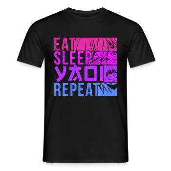 Eat Sleep Yaoi Repeat Fujoshi Anime Boy Gay Manga - Männer T-Shirt - Schwarz - Vorne - AI Model Male 178 light (178cm)