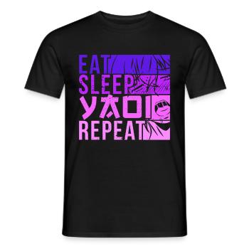 Eat Sleep Yaoi Repeat Fujoshi Anime Boy Gay Manga - Männer T-Shirt - Schwarz - Vorne - AI Model Male 178 light (178cm)