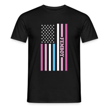 Femboy LGBTQ Rainbow Gay Pride American Flag Queer - Men's T-Shirt - black - Front - AI Model Male 178 light (178cm)