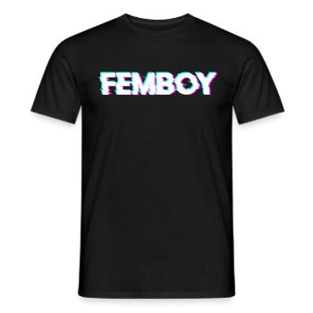 Femboy LGBTQ Gay Pride Anaglyph Vaporwave - Men's T-Shirt - black - Front - AI Model Male 178 light (178cm)