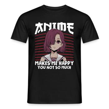 Anime Makes Me Happy You Not So Much Anime Waifu - Men's T-Shirt - black - Front - AI Model Male 178 light (178cm)